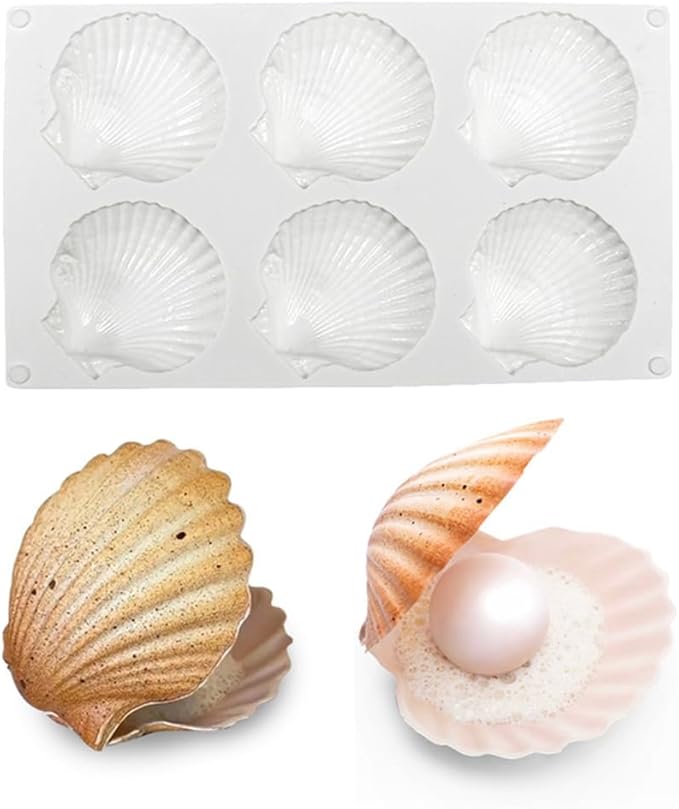 Cake Mold Shell Shaped Silicone Baking Cookie Biscuit Mold DIY Bakeware Pan Mould Kitchen Accessories (Shell J_11.8 X6.8 X1 inch)