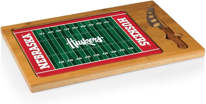 PICNIC TIME NCAA Icon Glass Top Cutting Board & Knife Set, Cheese Boards Charcuterie Boards, Serving Platter, (Parawood & Bamboo)