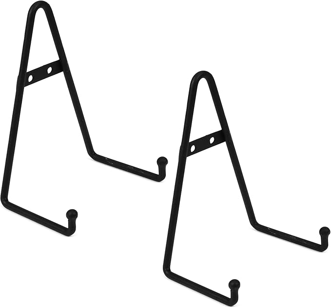 Milltown Merchants™ Metal Display Stand - Free Standing or Wall Mounted Decorative Plate Holder - Versatile Plate Hanger Stand - Black Metal Plate Stand (2 Pack, Medium)