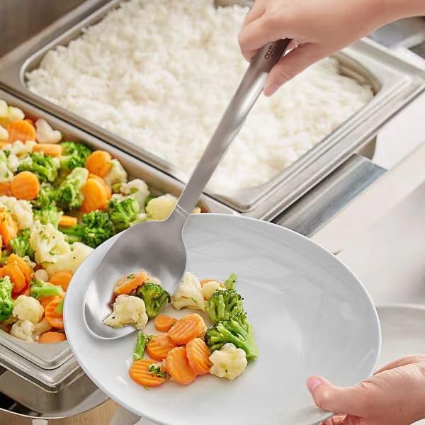 Our Table 3 Pieces Cook & Serve Stainless-Steel Utensils Set,Kitchen Soup Ladle,Cooking Spoon,Slotted Turner Spatula for Serving Your Favorite Meals