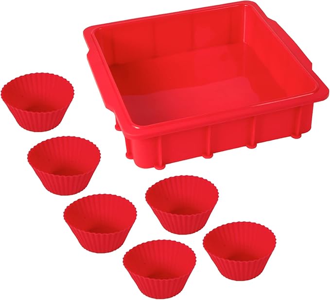 Nuwave Silicone Baking Kit with 8x8-inch Baking Pan & Reusable Cupcake Liners