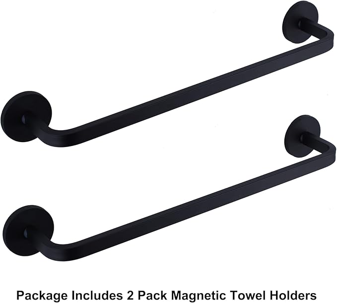 2 Pieces Magnetic Towel Bar for Refrigerator, Magnetic Towel Holder Towel Hook Hanger for Fridge, Kitchen Stove, Oven, Dishwasher, Sink Laundry Washing Machine Black