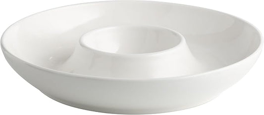 LEHAHA Ceramic Chip and Dip Serving Set, 12 Inch Large porcelain Divided Bowls Set for Salsa, Veggies, Dip, Appetizers, Snacks, Candy, Fruits-Relish Trays for Parties and Entertaining, White