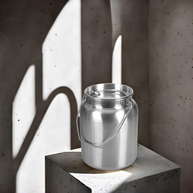 Lindy's Stainless Steel Seamless 2-Gallon Milk Jug, Milk Can, Milk Pail, Anti-Leak Liquid Storage Container with Tight Lid and Long Swivel Handle