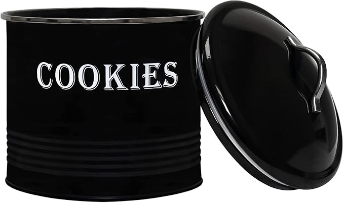 Blue Donuts Vintage Cookie Tin - Airtight Jar Containers, Kitchen Counter, Large Size, Gift Giving