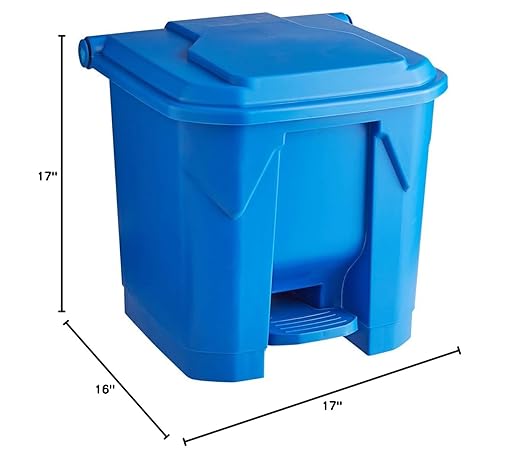 PRO&Family 32 Qt. / 8 Gallon Blue Rectangular Step-On Trash Can. Trash Bin Waste Basket Garbage Bin Recycle Bin Kitchen Garbage Can with Lid Recycle Bin