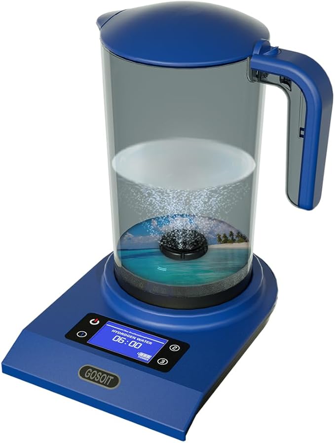Hydrogen Alkaline Water Machine Generator Maker,Hydrogen Alkaline Water Pitcher Dispenser Ionized Water LED Display and Smart Touch Operation,Used for Home and Office 2.0 L… (Navy Blue)