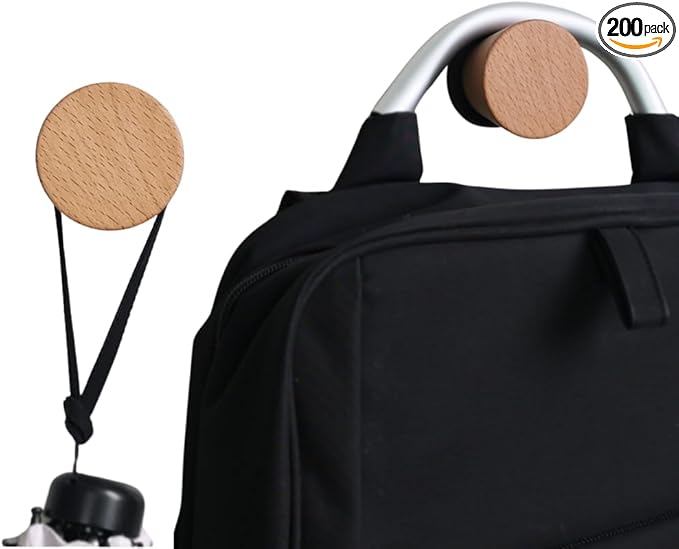 2 PCS Retro Magnetic Hooks, Wrought Iron Wooden Ball Hooks, Creative Punch-Free Storage for Refrigerators, Metal Doors, and Lockers (Beech Wood,L)