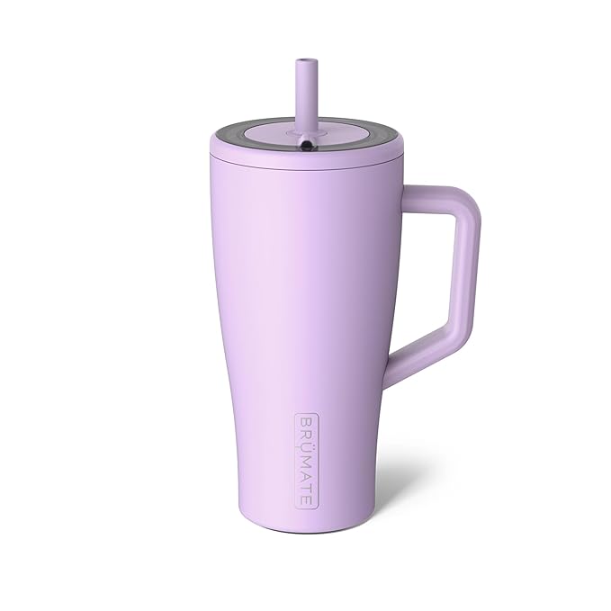 BrüMate Era 30 oz Tumbler with Handle and Straw | 100% Leakproof Insulated Water Bottle Tumbler with Lid and Flexible SoftSip Straw | Made of Stainless Steel | Cup Holder Friendly | 30oz (Lavender)