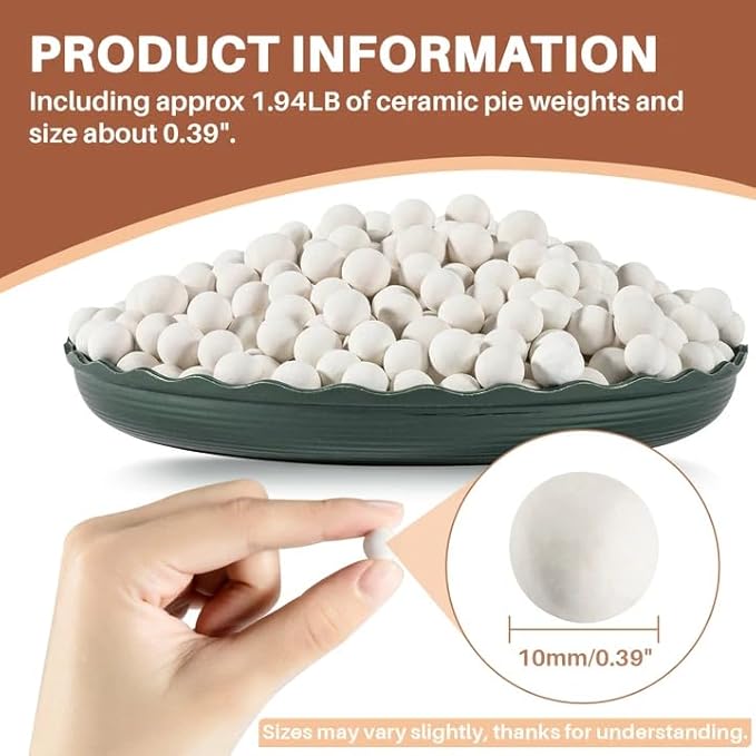 Sukh 1.94LB Pie Weights for Baking - Pie Crust Weights Ceramic Baking Beans for Reusable Natural Ceramic Stoneware Homemade Kitchen Must Have Round Household Steam Oven Stone