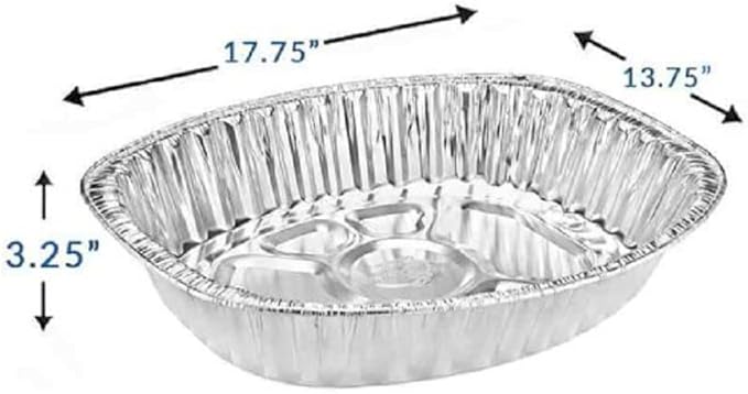 Disposable Oval Roasting Pan - Durable Turkey Roaster Pans Extra Large, Heavy-Duty Aluminum Foil, Deep, Oval Shape for Chicken, Meat, Brisket, Roasting, Baking, Recyclable (50)