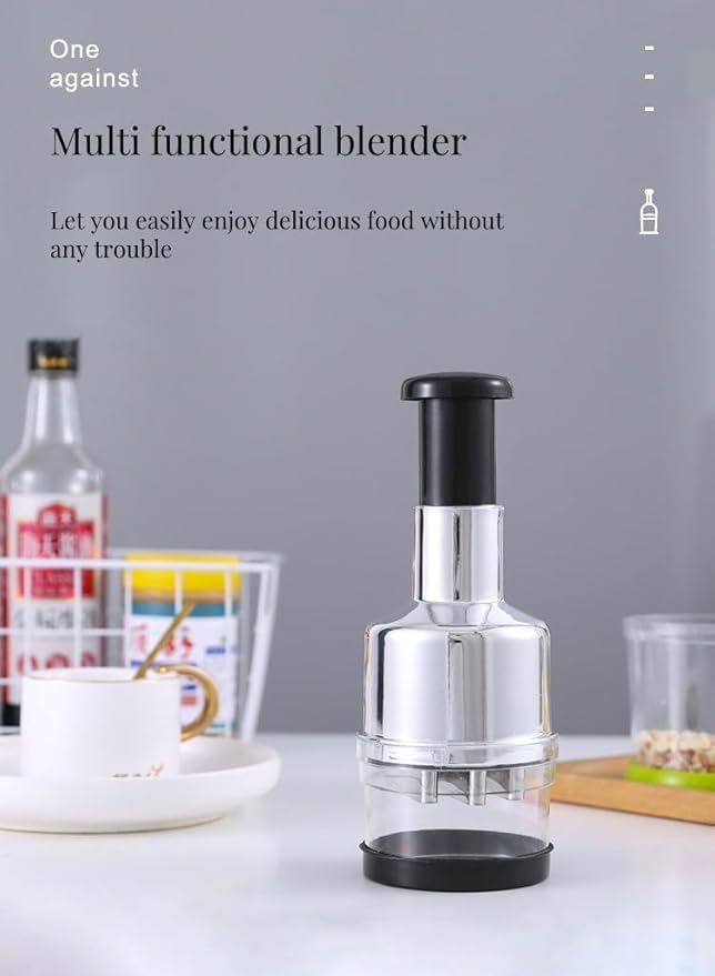 Manual Vegetable Chopper – Lightweight (230g) & Compact (22x8.5cm) | Hand-Powered Food Processor for Garlic, Onions, Herbs & Veggies | Stainless Steel Blades, Easy-to-Clean Kitchen Gadget