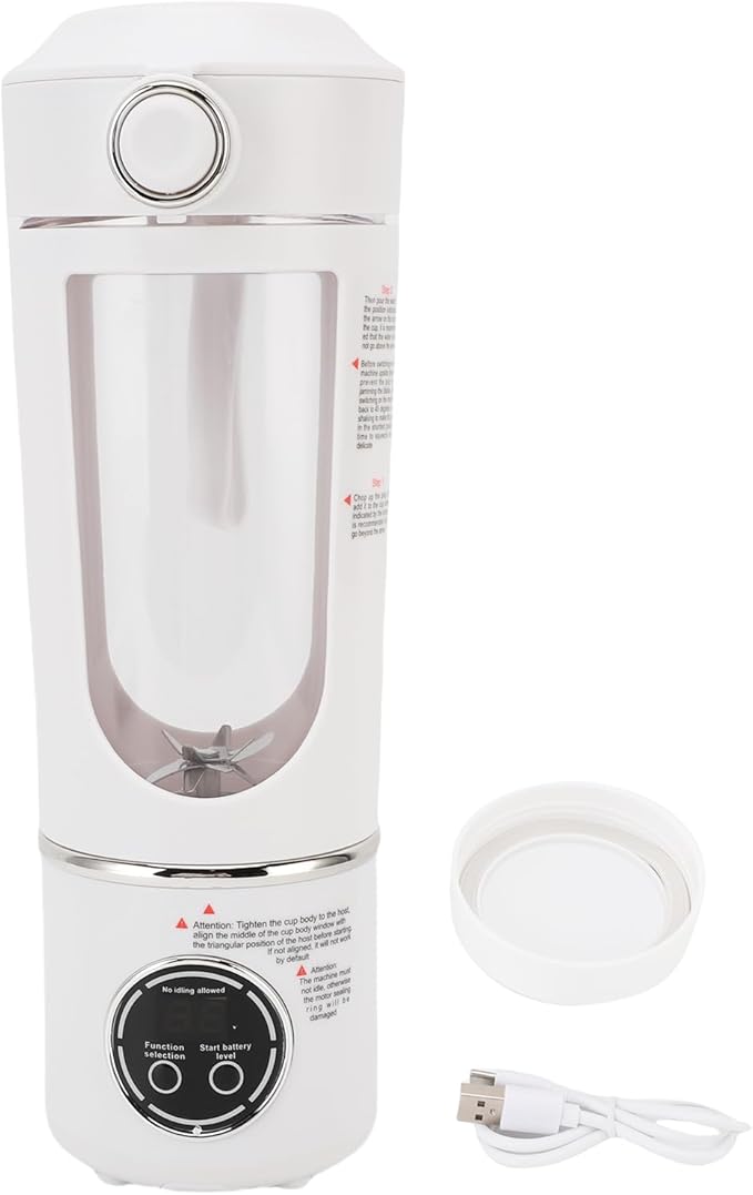 Portable Blender, 700ML 12 Blades Rechargeable Mini Juicer Cup Travel Blender with Magnetic Lock for Gym Home Office Sports Outdoor (White)