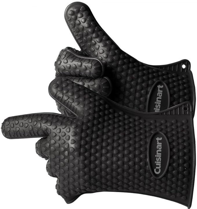 Cuisinart Heat Resistant Silicone Grilling Gloves for Indoor and Outdoor Cooking, Grilling, One Size