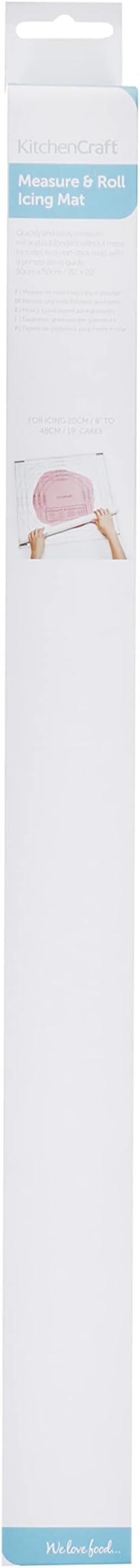 KitchenCraft Sweetly Does It Fondant Icing Rolling Mat with Measurements, Mixture of Several Materials, White, 50 x 50 cm