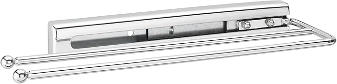 Rev-A-Shelf Under Sink Cabinet Kitchen Bathroom Prong Pullout Extendable 2 Prong Standard Size Towel Bar Organizer, Chrome, 563-51-C