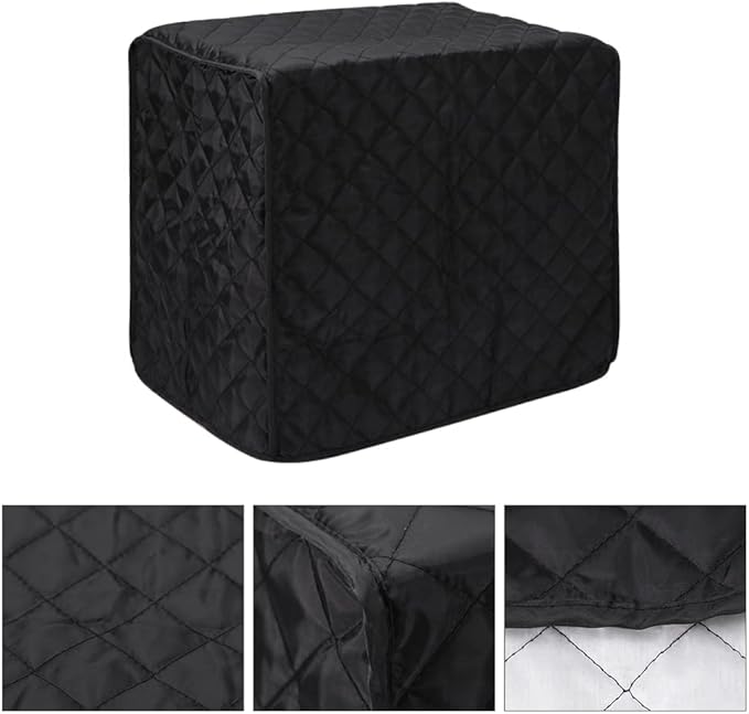 Bread Maker Cover 17x11x15 Inches, Clip Cotton Polyester Quilted Toaster Oven Dust Cover for Protect your Bread Machine or Kitchen Small Appliances, Hands or Machine Washable (Black)