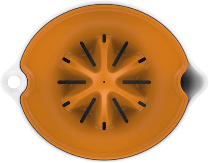Fiskars Fruit Juicer, With Container, Diameter: 11.9 cm, Synthetic Material, Functional Form, White/Orange, 1016125
