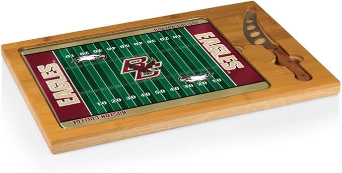 PICNIC TIME NCAA Icon Glass Top Cutting Board & Knife Set, Cheese Boards Charcuterie Boards, Serving Platter, (Parawood & Bamboo)