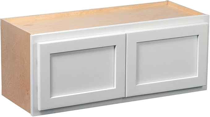 Quicklock RTA (Ready-to-Assemble) 42" Tall Wall Kitchen Cabinets - Shaker Style | 100% Hardwood | Made in America | Soft Close Hardware (Pure White, 12" D x 30" W x 24" H)