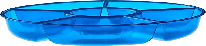 Plasticpro 6 Sectional Round Plastic Serving Tray/Platter (8, Blue)