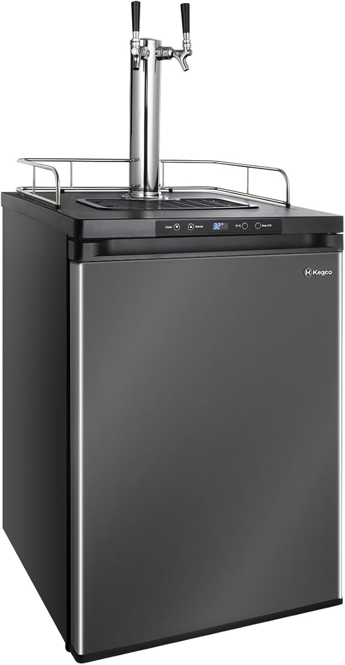 Kegco K309X-2 Keg Dispenser, 2 Faucet, Black Stainless Steel