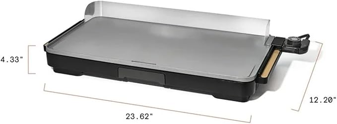 Electric Griddle 12x22 Inch with Backsplash, Nonstick Cooking Surface, Adjustable Temperature Control (Black Sesame)