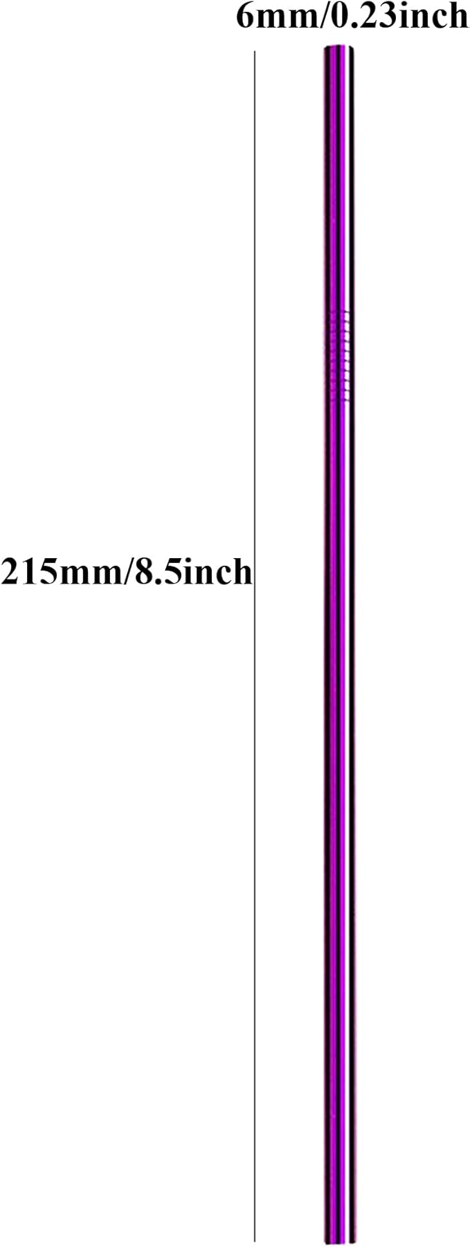 Purple Reusable Stainless Steel Metal Straw 100 Pack in Bulk Order (8.5" Long, Purple-100pcs Straight)