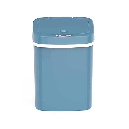 Touchless Motion Sensor Trash Can with Sealing Lid Automatic Soft Close Silent Bathroom Kitchen Office Waste Bin Narrow Rectangular ABS Hands Free Smart Home Garbage Container (Blue)