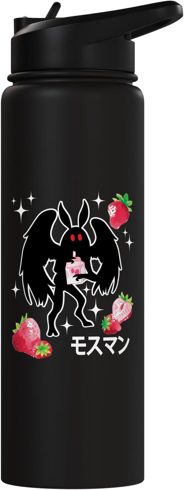 Mothman Kawaii Strawberry Milk Shake Carton Stainless Steel Insulated Water Bottle