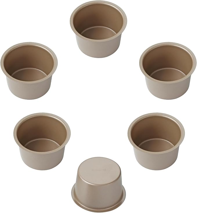 Stackable Muffin Pan Set — 6 Individual Non-Stick Muffin Cups, Modular Carbon Steel Cupcake Molds, Golden Easy-Release, Space-Saving Baking for Oven