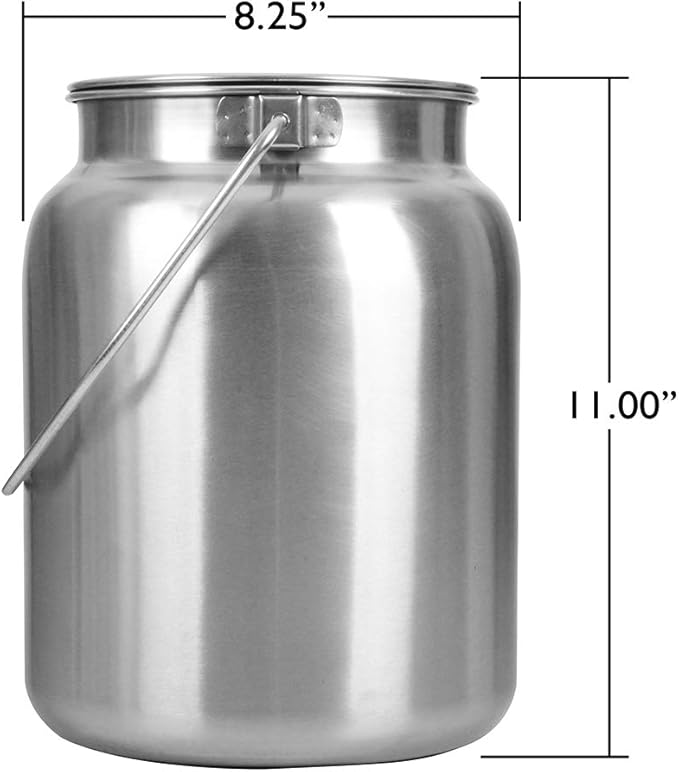 Lindy's Stainless Steel Seamless 2-Gallon Milk Jug, Milk Can, Milk Pail, Anti-Leak Liquid Storage Container with Tight Lid and Long Swivel Handle