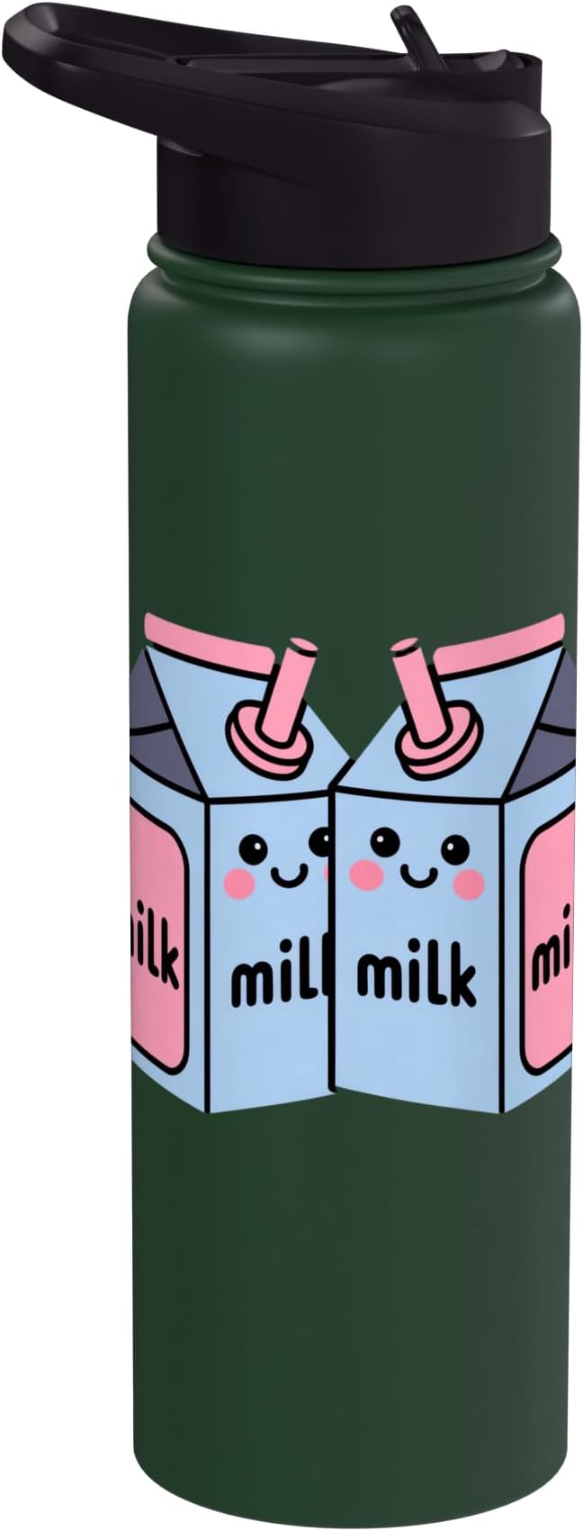 Milk Carton Kawaii Cute Smiling Milk Stainless Steel Insulated Water Bottle