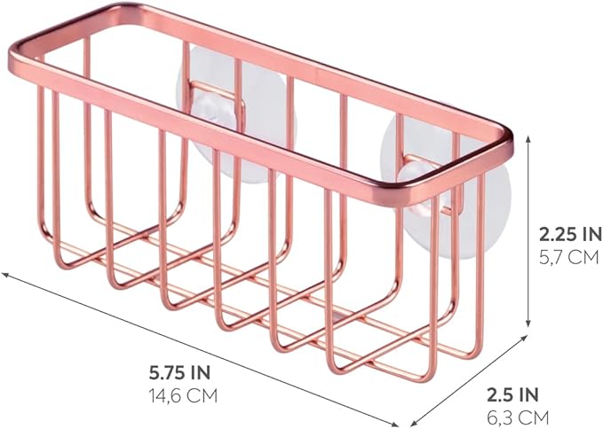 iDesign Stainless Steel Suction Sponge Holder - Kitchen Sink Sponge Caddy Organizer - Copper
