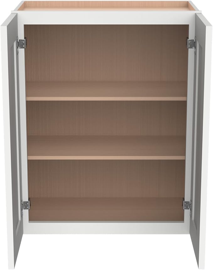 Wall-Mounted Cabinet – Solid Wood Shaker Style Medicine Cabinet with Adjustable Shelves & Soft-Close Doors for Bathroom, Kitchen, and Office Storage (Origami White, 27" W x 12" D x 36" H)