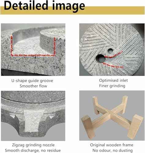 Artisan Handmade Granite Food Mill - Natural Stone Grinder for Dry/Wet Foods, Nuts, Corn & SES - Perfect for Cooking & ing