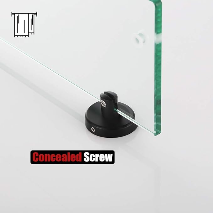 JQK Bathroom Glass Shelf, Shelf with 19 Inch Towel Bar Tempered Glass Shower Storage 20 by 5 inches, 304 Stainless Steel Matte Black Wall Mount, TGS100L20-PB