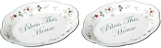 Pfaltzgraff Winterberry Bless This House Plate - 11-Inch (Pack of 2)