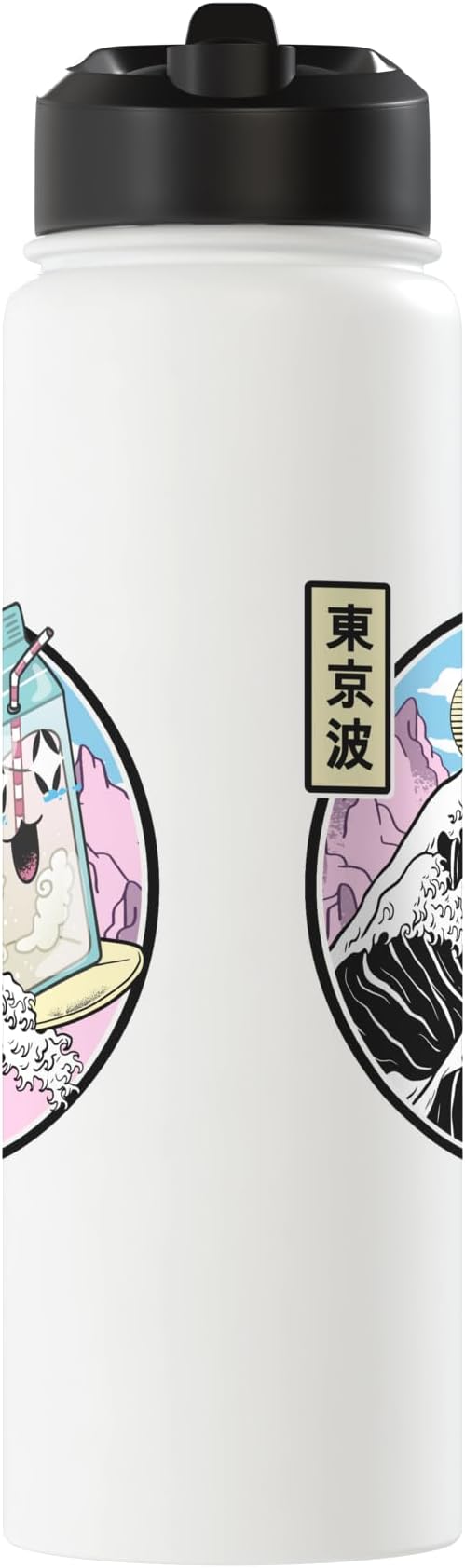 Surfing Milk Carton On Kanagawa Wave Vaporwave Kawaii Anime Stainless Steel Insulated Water Bottle