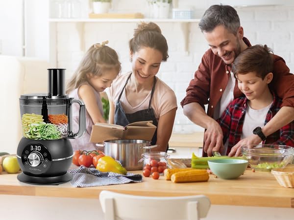 12 Cup Smart Food Processor, Electric Food Chopper Slicer with French-Fry Slicing Shredding Chopping Kneading Cutter, For Meat, Vegetable, Fries, Cheese, Meat & Veggie Prep, Puree