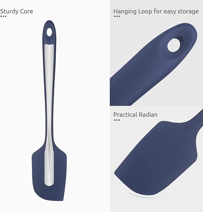 U-Taste 11.38" Silicone Baking Spatula: 480ºF Heat Resistant Food Grade Flexible Rubber Kitchen Bowl Scraper, Seamless Pastry Spreader for Mixing Stirring Scraping in Nonstick Cookware (Midnight Blue)