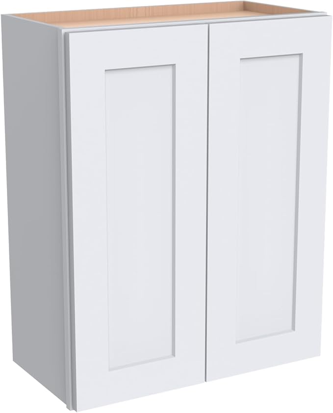 Wall-Mounted Cabinet – Solid Wood Shaker Style Medicine Cabinet with Adjustable Shelves & Soft-Close Doors for Bathroom, Kitchen, and Office Storage (White, 42" W x 12" D x 36" H)