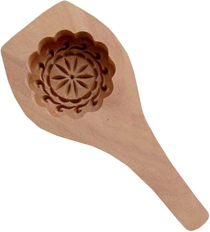 Killer's Instinct Outdoors Carved Round Wooden Mould Press Mooncake Mold Middle Eastern Cookie & Cake Mold 2-1/2" Diameter 1/2" Depth Maamoul Cookie Spoon