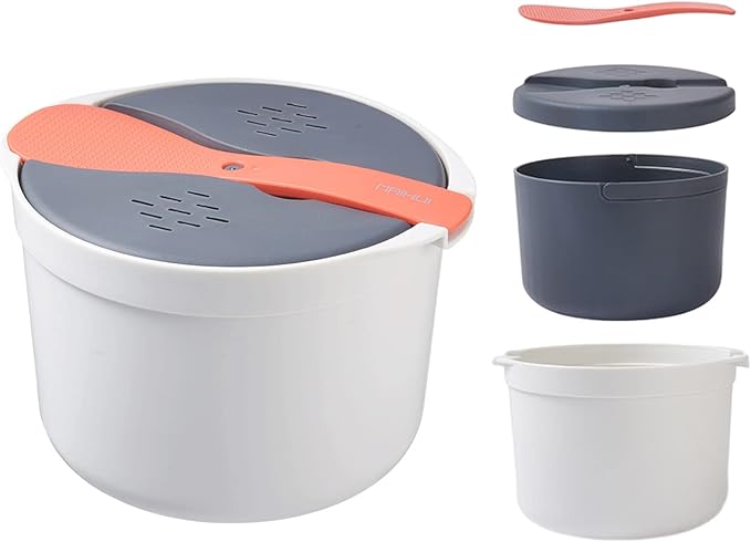 Microwave Rice Cooker, 2L Microwave Rice Steamer Pasta Cooker, Food Grade PP Microwave Rice Cooker, Strainer and Steamer Pot Set,4PCS(COLOR:orange), 22351076