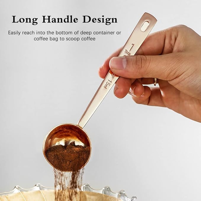 4 Pcs Coffee Scoop, Gold Stainless Steel Coffee Spoons Set, 2 Pack 1 tablespoon (15ml) and 2Pack 1 tablespoons (30ml) Spoon, Gold Tablespoon Measure Spoon for Coffee, Milk Powder, Fruit Powder