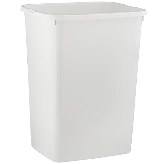 Superio Large Kitchen Trash Can 13 Gallon, 52 Qt Unlidded Waste Bin Only for Kitchen, Garage, Indoor and Outdoor Trash Can, White