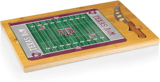 PICNIC TIME NCAA Icon Glass Top Cutting Board & Knife Set, Cheese Boards Charcuterie Boards, Serving Platter, (Parawood & Bamboo)