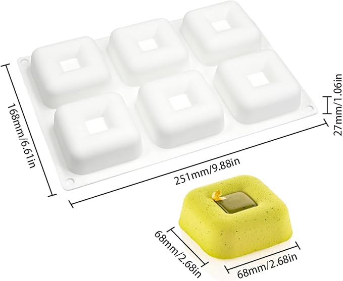 mostsom Silicone Molds Square Mousse Mold DIY Chocolate Mold Mousse Cake Baking Decorating Dessert Cake Decoration Modeling Silicone Mold (G Big Square)