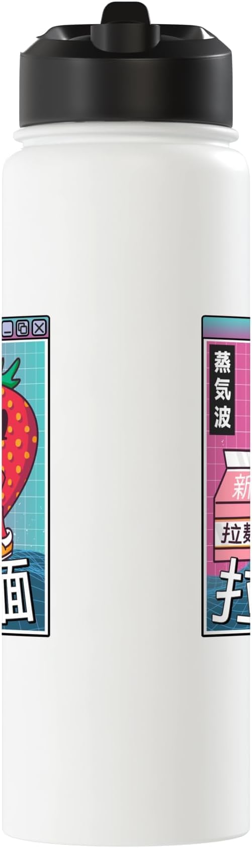 Strawberry Milk Carton Kawaii Grid Vaporwave Aesthetic Anime Stainless Steel Insulated Water Bottle