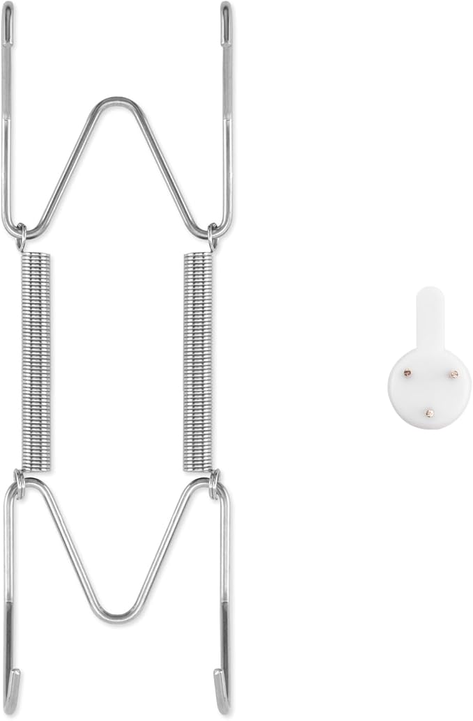 Plate Hangers for The Wall, Suitable for 6-8 inch Decorative Plate, Stainless Steel Wire Plate Holder with Wall Hooks and Rubber tip Protectors, Plate Hangers for Displaying Plates, Platter, Silver